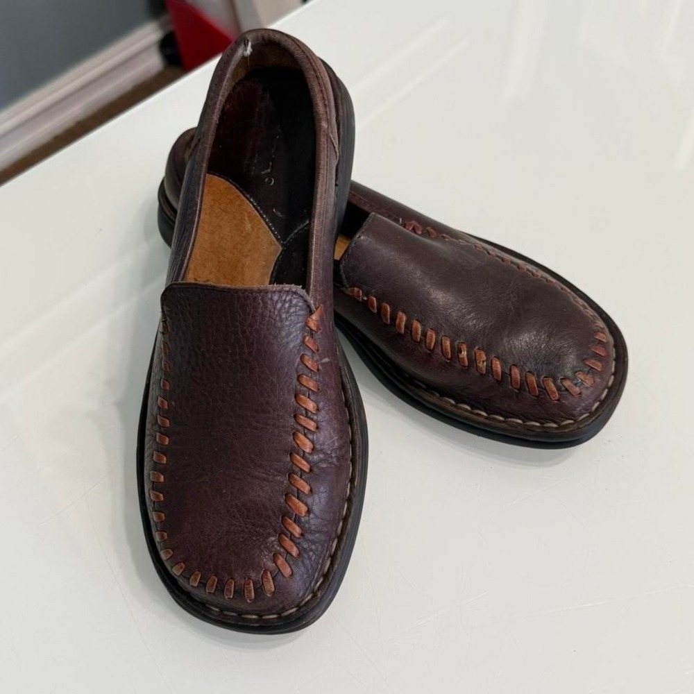 Born Brown Leather Slip-On Loafers |Women's 8.5